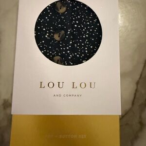 New in Box Lou Lou and Company Navy Speckled Top & Bottom Set